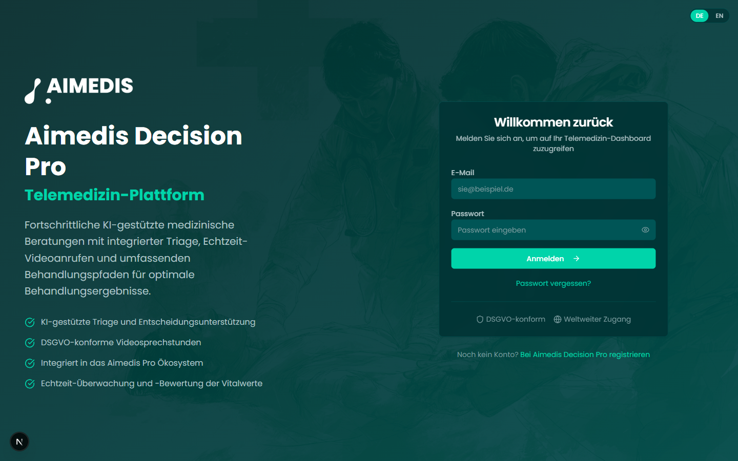 Aimedis Decision Pro — telemedicine platform login